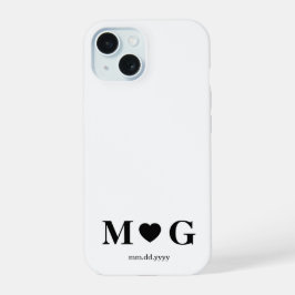 Custom Couples Monogram Heart Mark iPhone 15 Hülle
