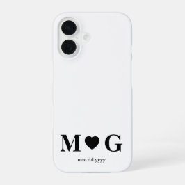 Custom Couples Monogram Heart Mark iPhone 16 Hülle