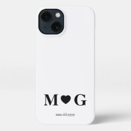 Custom Couples Monogram Heart Mark iPhone 13 Hülle