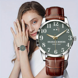 Custom Couples  Monogram Wedding Anniversary Gift Armbanduhr