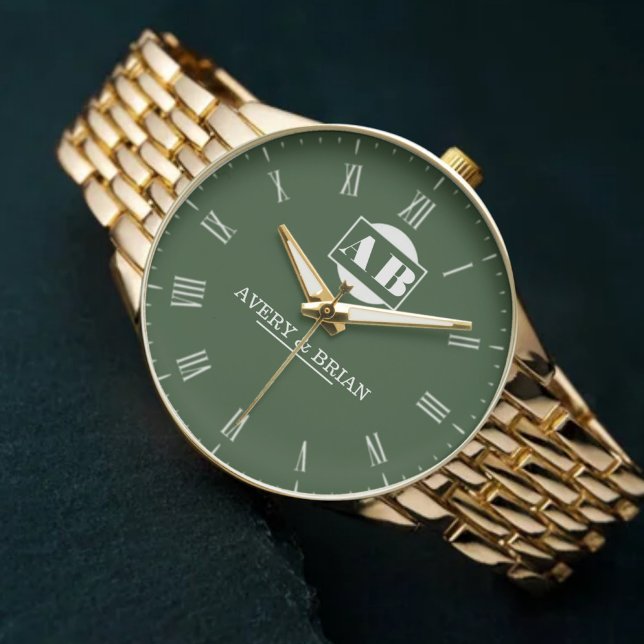 Custom Couples  Monogram Wedding Anniversary Gift Armbanduhr (Von Creator hochgeladen)