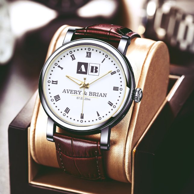 Custom Couples  Monogram Wedding  Armbanduhr (Von Creator hochgeladen)