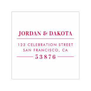 Custom Couple's Names Red Wedding Rücksendeadresse Permastempel