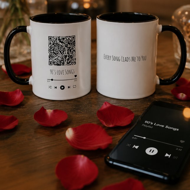 Custom Couple's QR Playlist Mug Tasse (Von Creator hochgeladen)