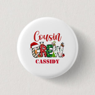 Custom Cousin Crew Weihnachts Doodle Button