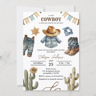 Custom Cowboy Baby Shower Einladung