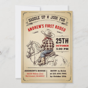 Custom Cowboy Country 1. Rodeo Wild West Geburtsta Einladung