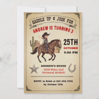 Custom Cowboy Country Wild West Birthday party Einladung