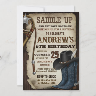 Custom Cowboy Hat and Lasso Wild West Birthday Einladung
