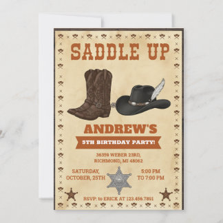 Custom Cowboy Western Theme Birthday Party Einladung