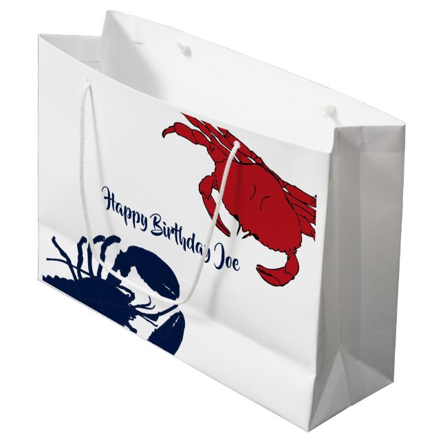 Custom Crab n Lobster Big Gift Bag Große Geschenktüte (Vorderseite Schrägansicht)