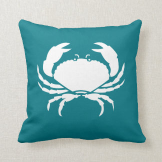 Custom CRAB WHITE auf dunkelblauem Wasser aquamari Kissen