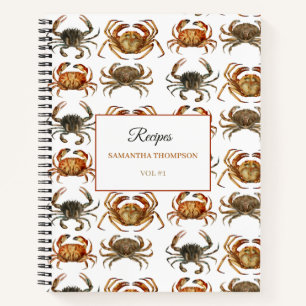 Custom Crabs Watercolor Rezept Kochbuch Notizbuch
