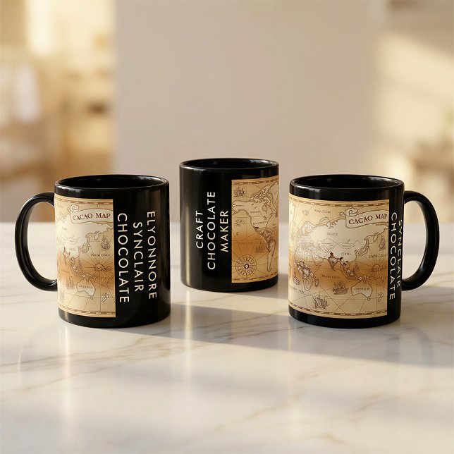 Custom Craft Chocolate Maker Vintage Cacao Map Tasse (Von Creator hochgeladen)