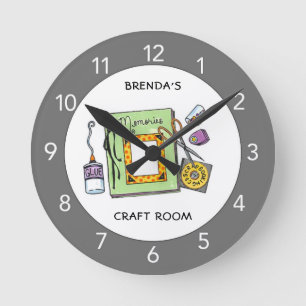 Custom Craft Room Scrapbook Room Large Clock Runde Wanduhr