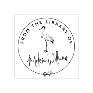 Custom Crane Ex Libris aus dem Bibliothekbuch Gummistempel