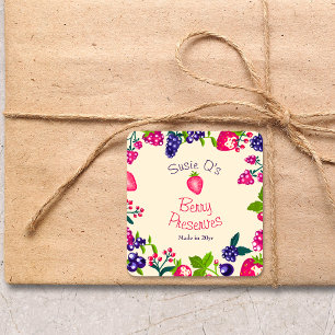 Custom Cream ・ Berry Preserve DIY Canning Quadratischer Aufkleber