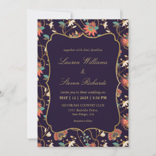 Custom Cream Colorful Floral Wedding Einladung