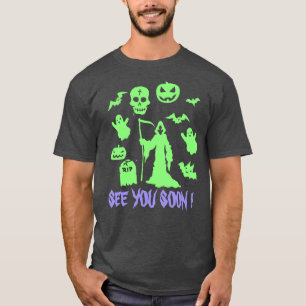 Custom Creepy Halloween Grim-Sensenmann sehen Sie  T-Shirt