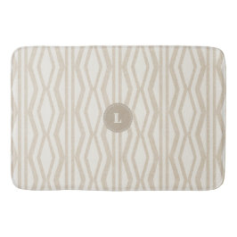 Custom Creme Linen Beige Geometric Muster Bathmat Badematte