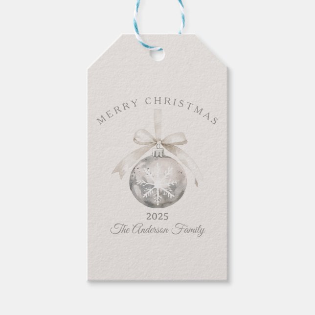Custom Creme rustikale Ornament Weihnachtsgeschenk Geschenkanhänger (Vorderseite)