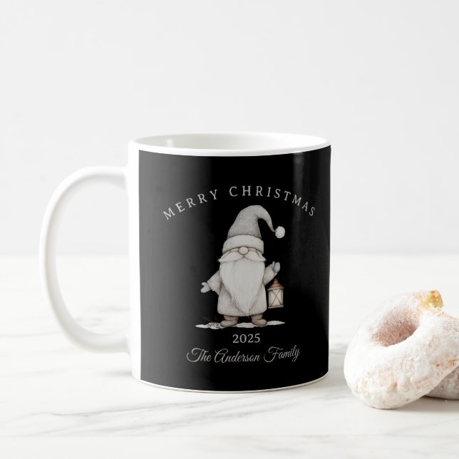 Custom Creme Weiß Gnome Weihnachtsgeschenk Kaffeetasse (Mit Donut)
