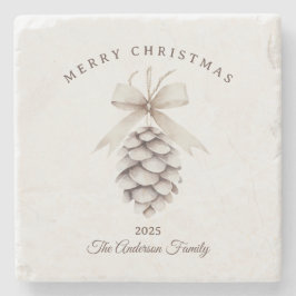 Custom Creme weiß pineca Weihnachtsgeschenk Steinuntersetzer