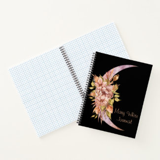Custom Crescent Moon und Blume Journal Notizbuch