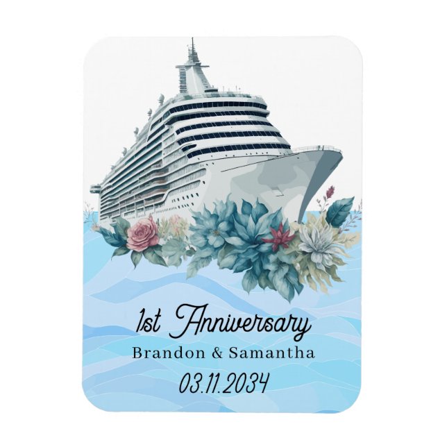 Custom Cruise 1. Hochzeit Anniversary Keepake Magnet (Vertikal)