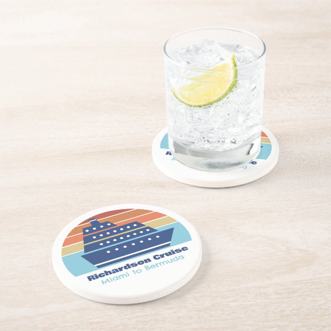 Custom Cruise Ship Family Trip Sunset Keepake Getränkeuntersetzer (Seite)