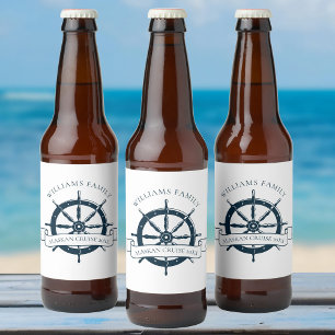 Custom Cruise Ship Navy Blue Nautical Party Bierflaschenetikett