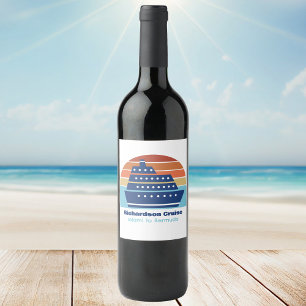 Custom Cruise Ship Ocean Liner Sunset Weinetikett