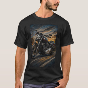 Custom Cruiser Motorrad – 3D Mikro-Mosaik T-Shirt