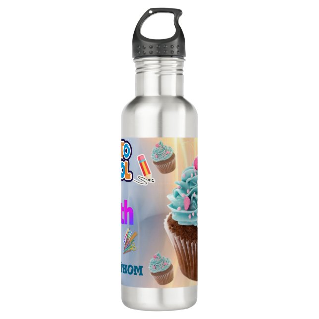 Custom Cupcake Back to School Water Bottles Edelstahlflasche (Vorderseite)