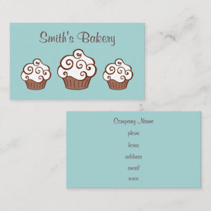 Custom Cupcake Bakery Blue Business Cards Visitenkarte
