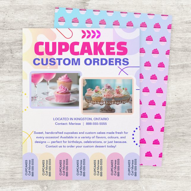 Custom Cupcakes and Cakes Tear Offs Flyer Template (Von Creator hochgeladen)