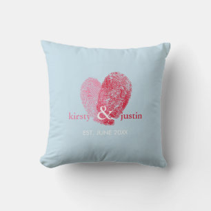 CUSTOM CUSHION einfaches Fingerabdruck-Herzpaar Kissen