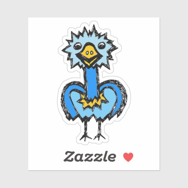 Custom-Cut Vinyl Sticker - Emily Emu (Blatt)