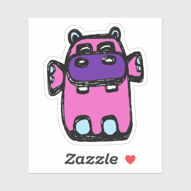 Custom-Cut Vinyl Sticker - Henrietta Hippo (Blatt)