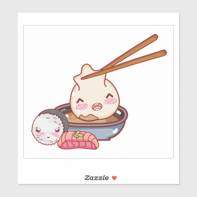 CUSTOM CUT VINYL STICKER : KAWAII NIEDLICH SUSHI F (Blatt)