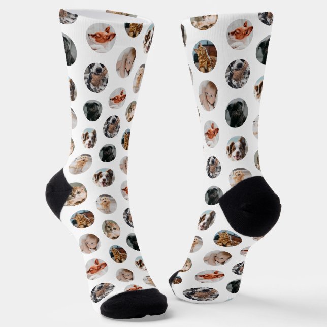 Custom Cute 8-Photo Pet Collage | White Socken (Gewinkelt)
