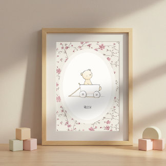 Custom Cute Baby Bear Art – Name Nursery Print Poster