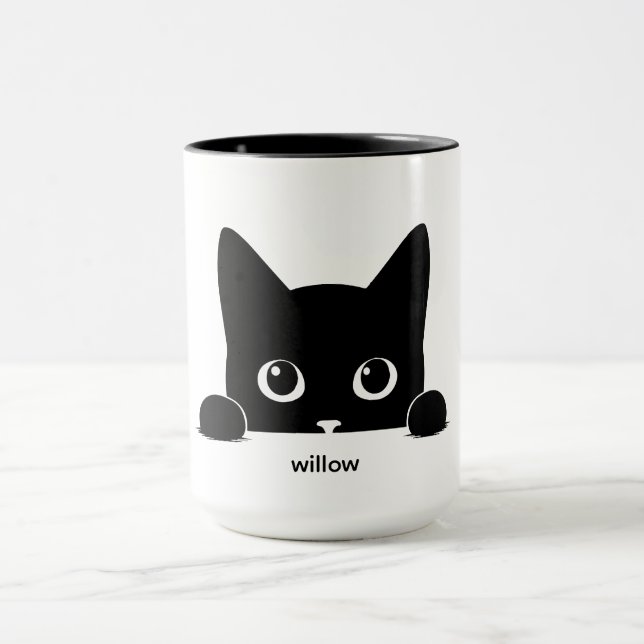 Custom Cute Cat Pet Name Tasse (Zentrum)