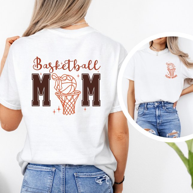 Custom Cute Coquette Basketball Mom T-Shirt (Von Creator hochgeladen)