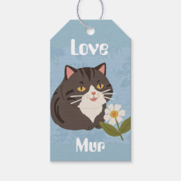 Custom Cute Gray Cat with Mur and Love Geschenkanhänger