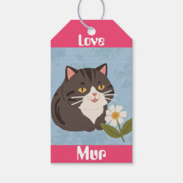 Custom Cute Gray Cat with Mur and Love Geschenkanhänger