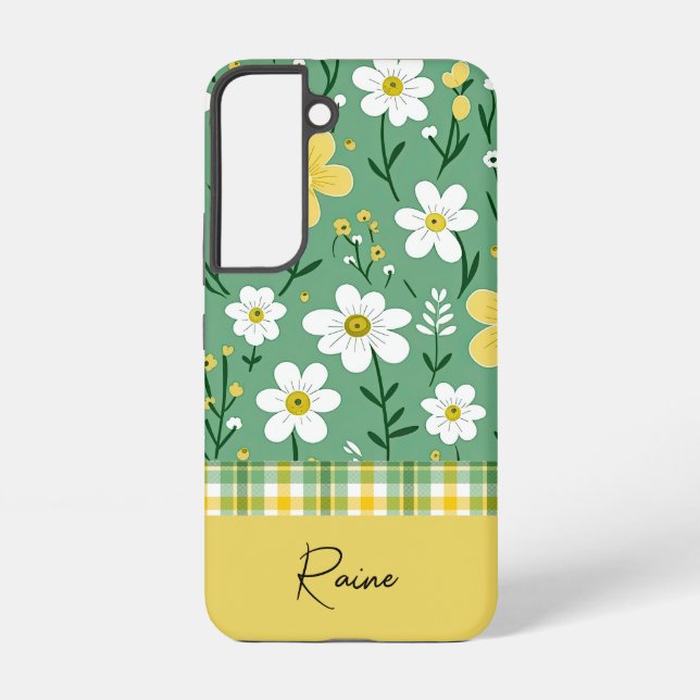 Custom Cute Green & Yellow Country Floral  Samsung Galaxy Hülle (Rückseite)