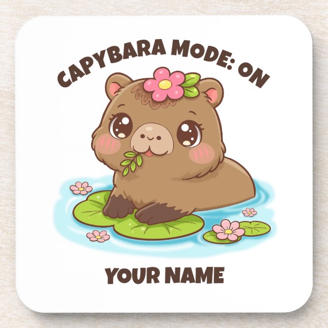 Custom Cute Kawaii Capybara Mode Coaster Getränkeuntersetzer (Vorderseite)
