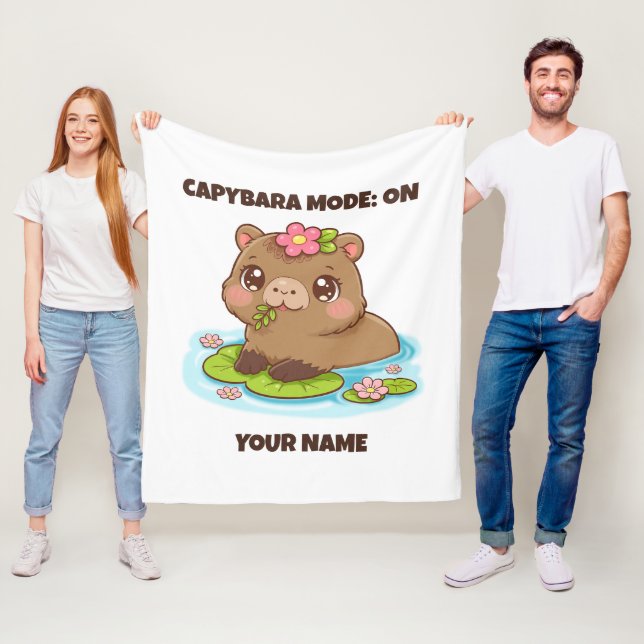 Custom Cute Kawaii Capybara Mode Fleecedecke (Beispiel)