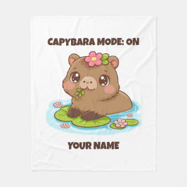 Custom Cute Kawaii Capybara Mode Fleecedecke